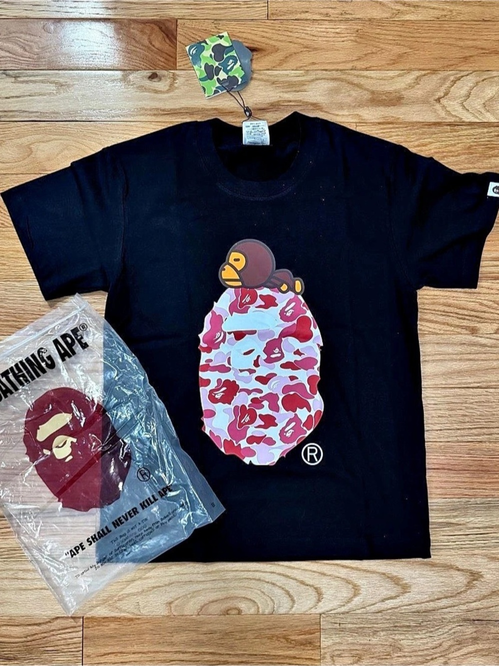 A Bathing Ape ABC Camo Big Baby Milo Tee Short Sleeve Graphic Tee in Black &